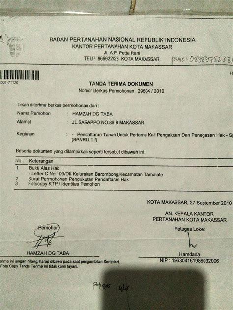 16 makassar pada hari rabu tanggal 06 februari 2013 oleh dan diantara :1. Tanda Terima Dokumen Bpn : Contoh Bukti Penerimaan Berkas ...