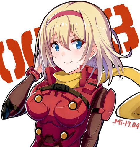 Safebooru 1girl Blonde Hair Blue Eyes Breasts Character Name Commentary Request Cyborg Cyborg