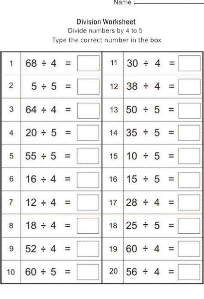multiplication  division math worksheet school
