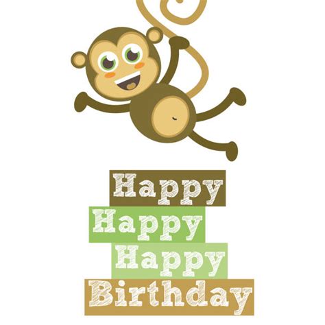 Happy Birthday Monkey Cartoon Illustrations Royalty Free Vector
