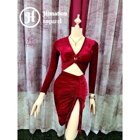 Perfect Curves Hailee Sexy Velvet Longsleeves Dress Shopee Philippines