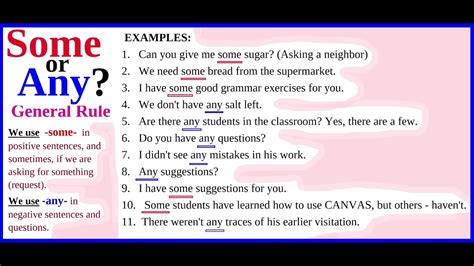 ESL SOME OR ANY EXPLAINED WITH EXAMPLES ENGLISH GRAMMAR - YouTube