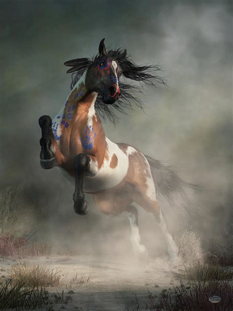 Pinto Warrior Horse In War Paint Digital Art By Daniel Eskridge Fine