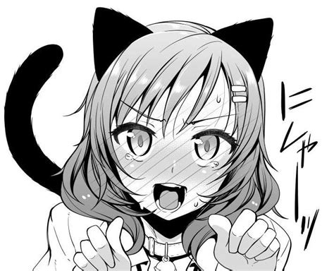 Anime Girl Manga Nekomimicat Ears Manga Kawaii Black And White