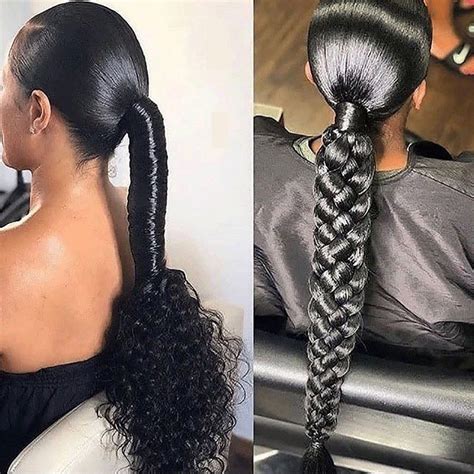 Braided Ponytail Hairstyles For Black Hair With Weave Fashion Style