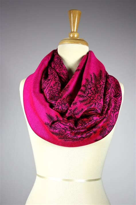 Hot Pink Scarf Infinity Scarf Floral By Scarfobsession