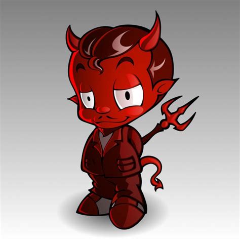 Cartoon Vector Illustration Of A Tough Kid Demon Or Devil With