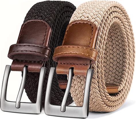 Bulliant Belt For Men 2pack Mens Stretch Braided Web Belt Elastic For