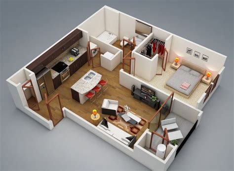 1 Dormitorio One Bedroom House Plans One Bedroom House 1 Bedroom