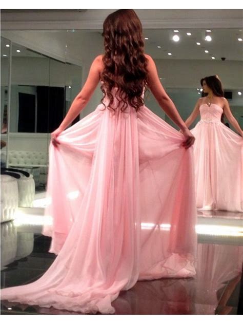 Long Pink Chiffon Prom Formal Evening Party Dresses 996021027 Strapless Prom Dresses Prom