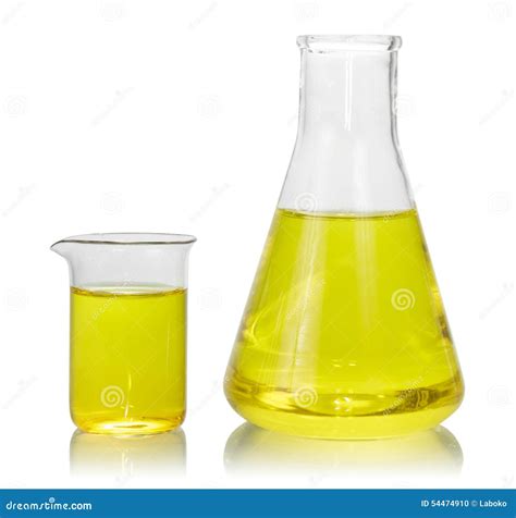 Flasks With Yellow Liquid Stock Photo Image Of Glassware 54474910