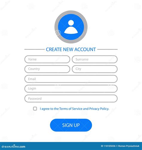 Create New Account Web Form Design Website User Interface For