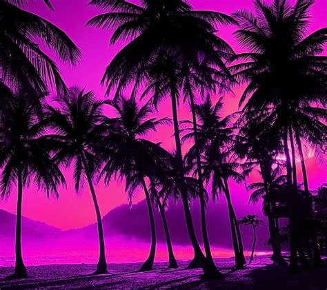 Purple Palm Trees Wallpaper