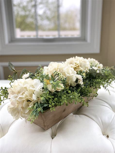 Farmhouse Hydrangea Centerpiece With Greenery Silk Flower In 2020