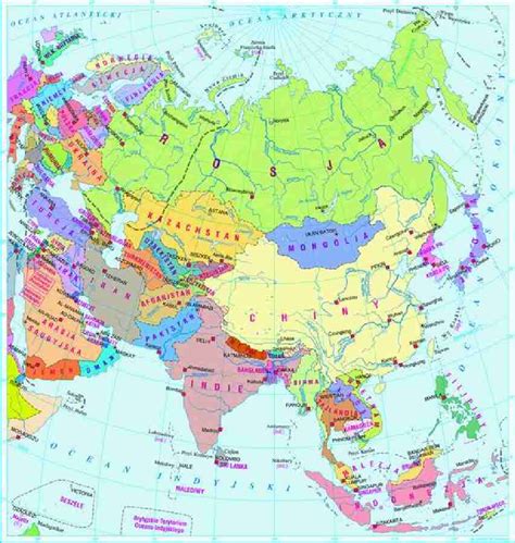 Azja Państwa I Stolice Mapa Mapa