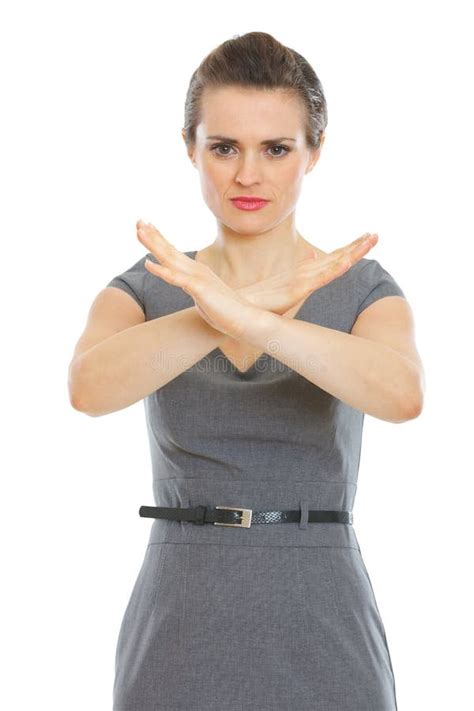 Modern Business Woman Showing Stop Gesture Stock Image Image Of