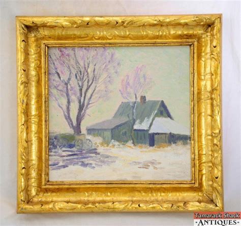 Early 1900s Helmeke Oil Painting Americana Scene Farm Winter Rural