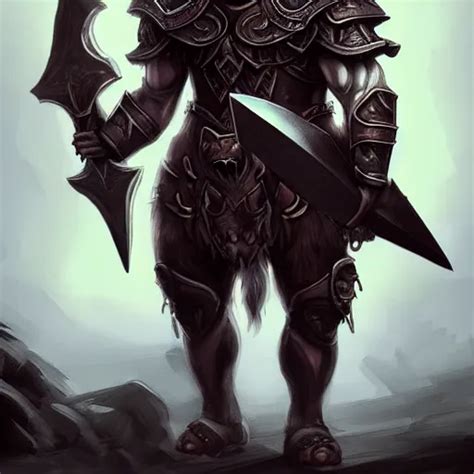 Epic Minotaur Beast In Heavy Ornate Armor Wielding Stable Diffusion