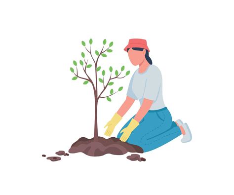 Woman Planting Tree Flat Color Vector Faceless Character 2473583 Vector Art At Vecteezy