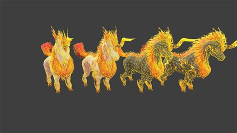 3d Model Fire Unicorns Vr Ar Low Poly Cgtrader