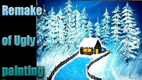 How To Paint Snowpainting Snowy Winter Forestpainting For Beginners