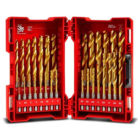 New Milwaukee 48894862 29pce Red Hex Titanium Drill Bit Set 2mm 13mm Ebay