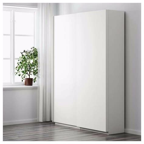 202 cm wide, 73 cm depth, 236 cm height. White Ikea Pax wardrobe with hasvik sliding doors | in ...
