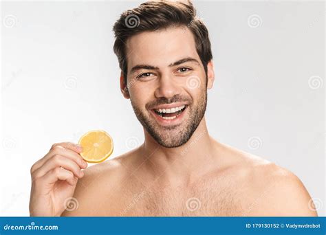 Handsome Half Naked Muscular Man Standing Royalty Free Stock