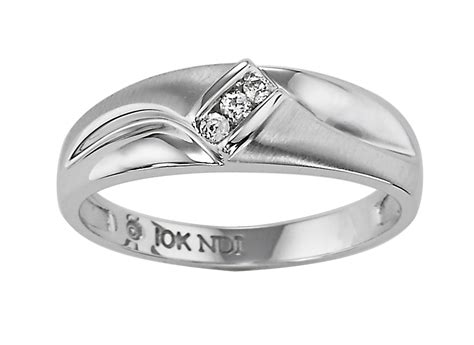 10k White Gold Mens Wedding Ring With Diamond Accents Jewelry Rings