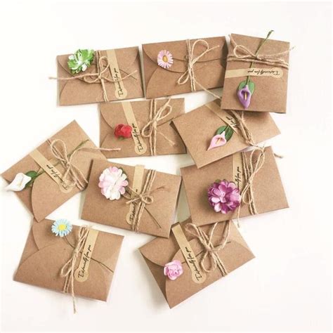Diy Retro Kraft Paper Handmade Dry Flower Greeting Cards Thank You