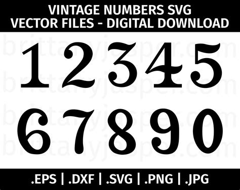 Vintage Number Svg Vector Clip Art Cut Files For Cricut Etsy