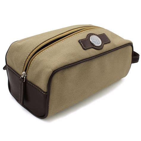 Personalized Engraved Mens Toiletry Bag Canvas And Leather Travel Bag
