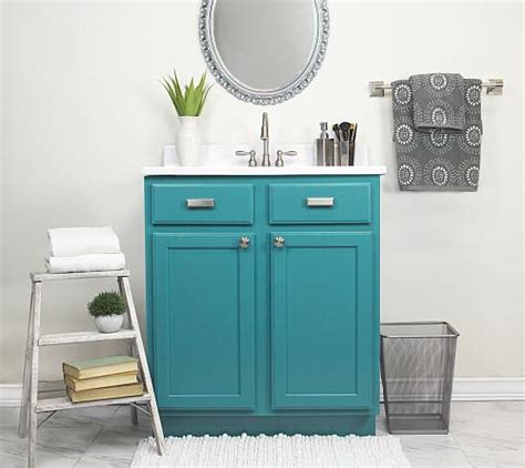 The bathroom vanity is one of the key focal points of any bathroom. Bathroom Vanity Satin Enamel Update - Project by DecoArt