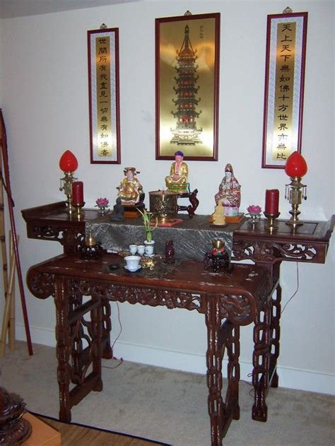 Lovely Buddhist Home Altar With Beautiful Rosewood Or Teak Two Level