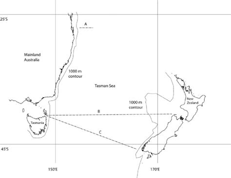 Designated Tasman Sea Area 41 Million Km 2 Bounded By 25 458s 147