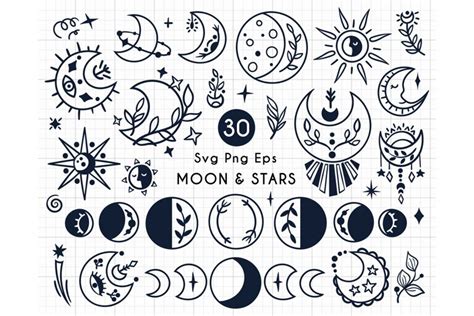 Celestial Moon And Stars Svg Set 1165880