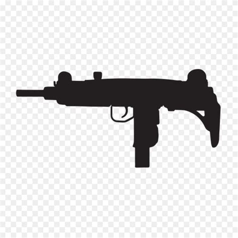 8 Uzi View Uzi Submachine Gun Grey Silhouette Png Clip Art Images