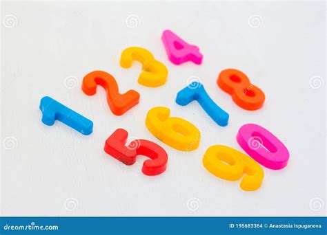 Colorful Plastic Numeral On White Background Learning Numbers With