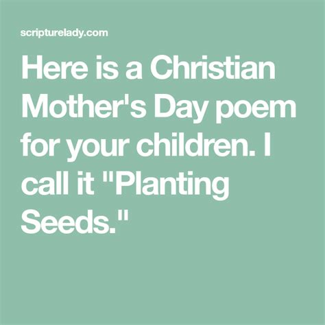 Planting Seeds A Christian Mothers Day Poem For Kids Mothers Day