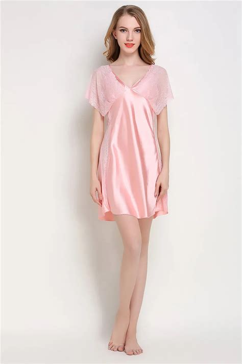 yomrzl a476 new arrival summer daily women s nightgown one piece deep v sleep dress lace sleeve