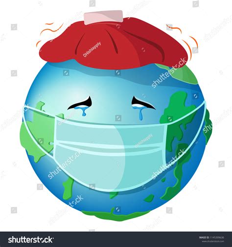 Planet Earth Get Sick Cry Ice Stock Vector Royalty Free 1145399636