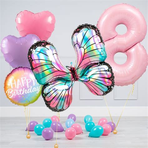 Butterfly Birthday Balloons | Birthday balloons, Balloons, Helium balloons
