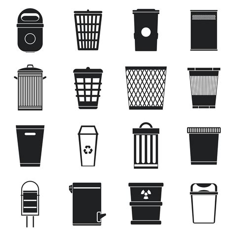 Trash Can Icons Set Simple Style 3810239 Vector Art At Vecteezy