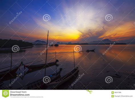 Scenary Of Sunset At The Seaon Twilight Sky After Sunset Stock Photo