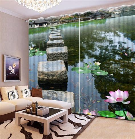 3d Living Room Curtains Pastoral Style Nature Scenery Window Curtains
