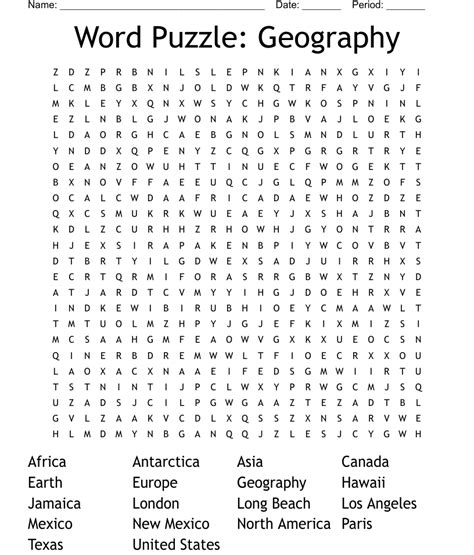 Geography Word Search Free Printable