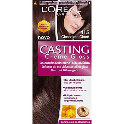 A validade da coloração casting creme gloss l'oréal 415 chocolate glace é 30/10/2019. Casting Creme Gloss 415 Chocolate Glace - L´oreal | Chocolate