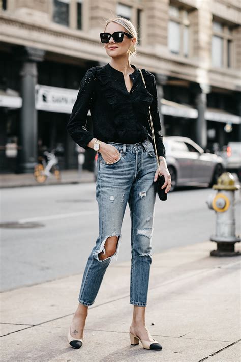 A Feminine Top Amp Ripped Jeans Outfit Top