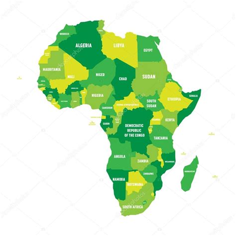 Mappa Politica Dellafrica In Quattro Sfumature Di Verde Con Etichette