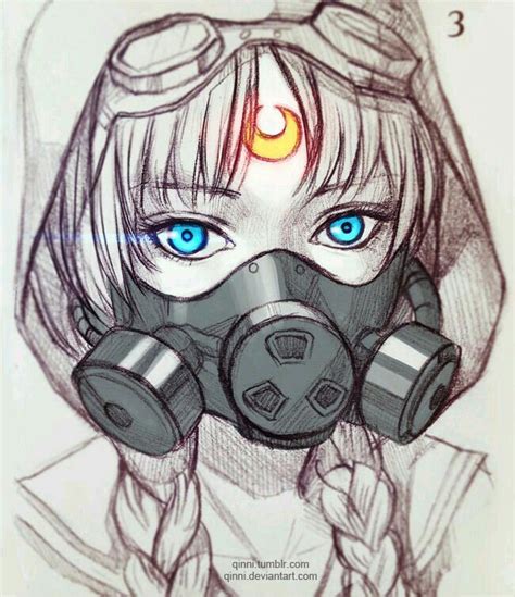 Anime Full Gas Mask Drawing Wallpaper Anime Girls Original Characters